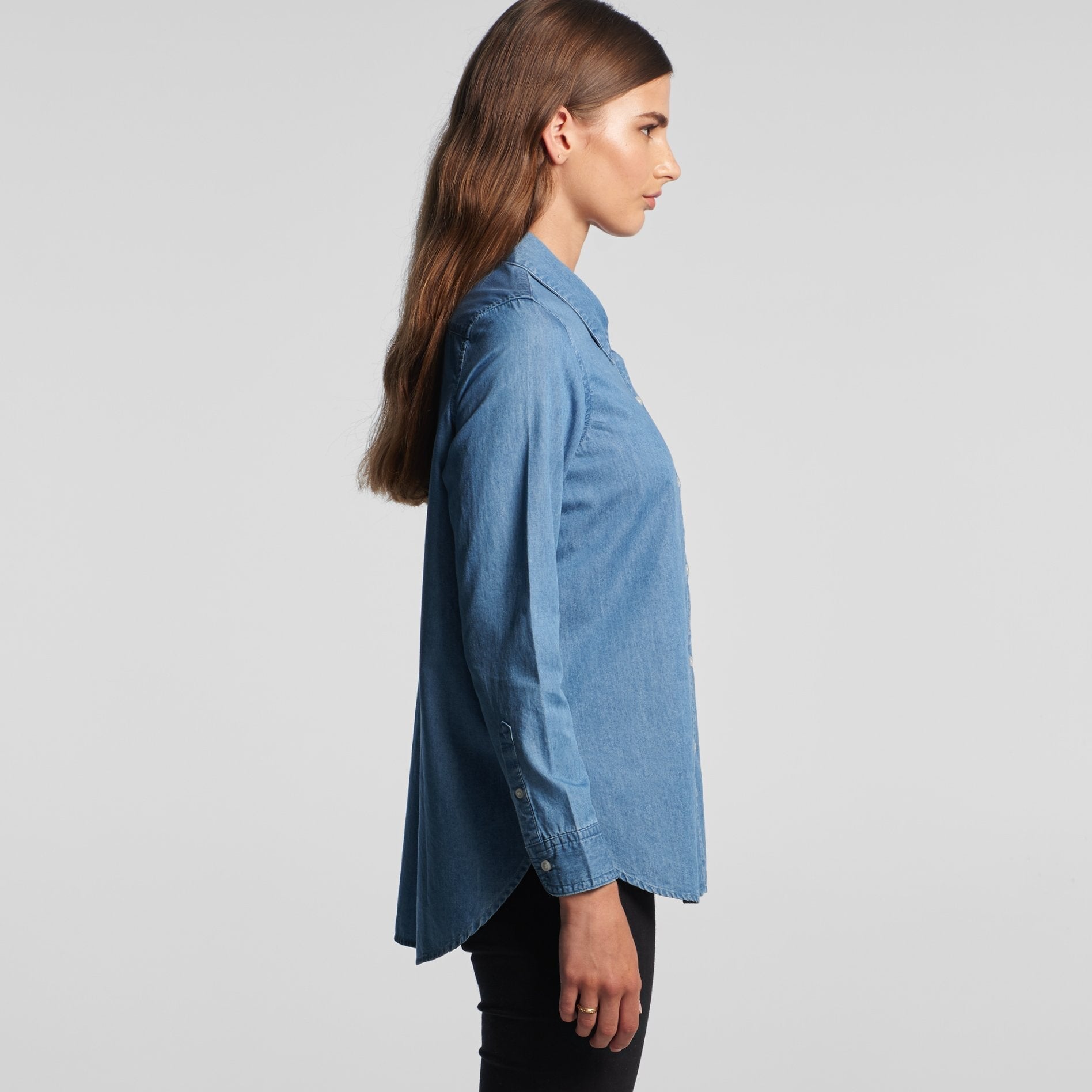 Womens Blue Denim Shirt Shirts AS Colour