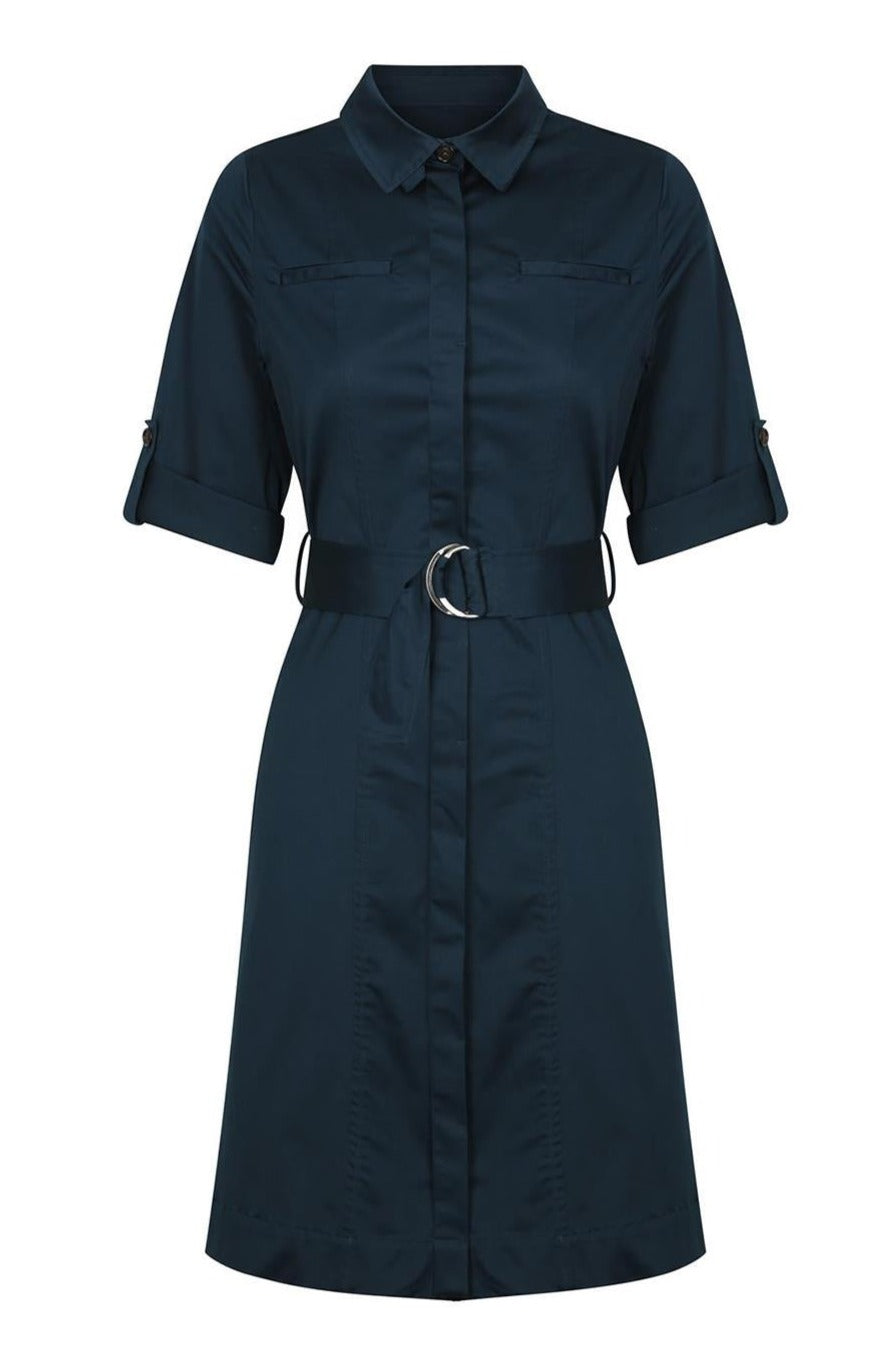 Riley Sateen Belted Shirtdress Corporate Gloweave