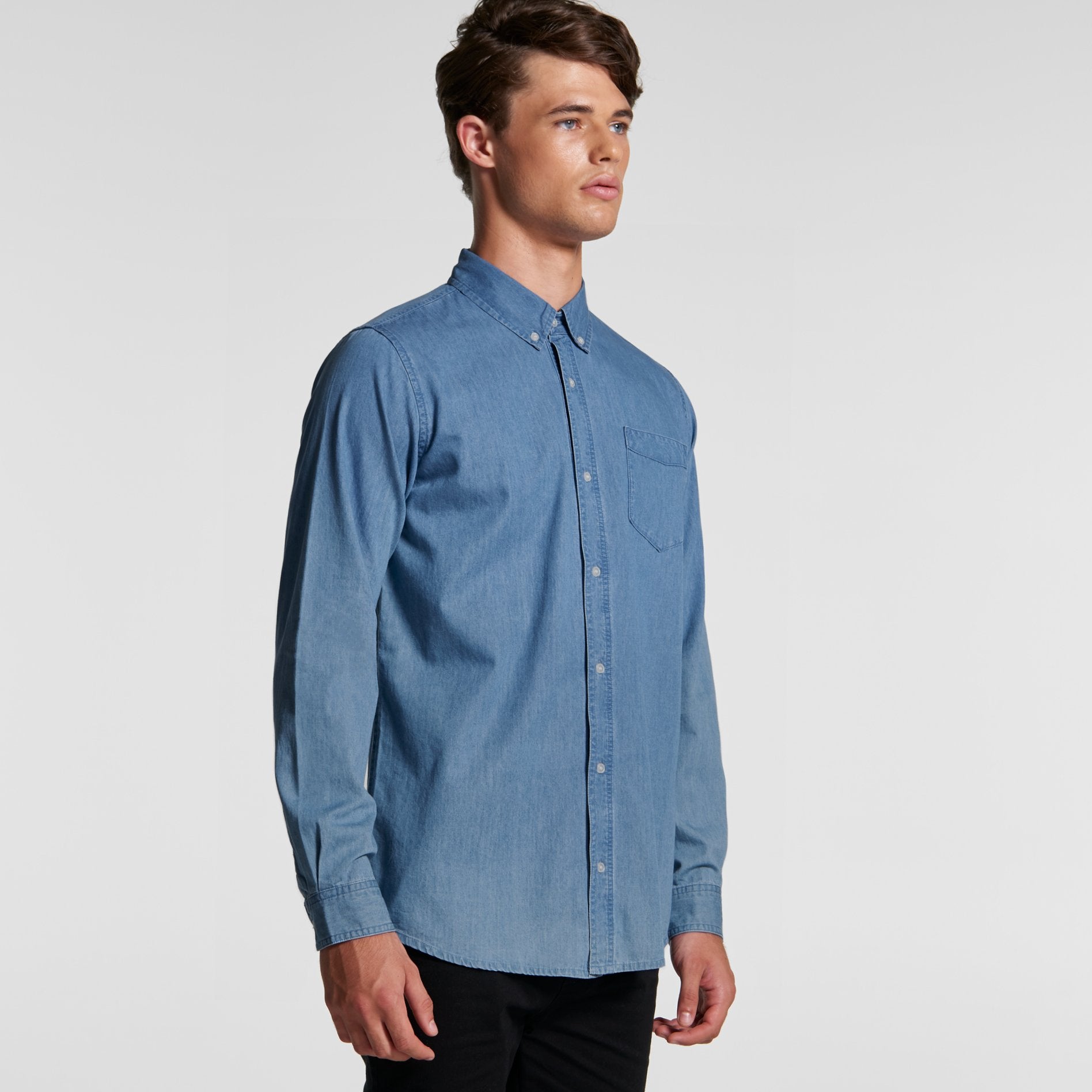 Mens Blue Denim Shirt Shirts AS Colour